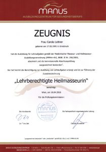 Manus Zeugnis